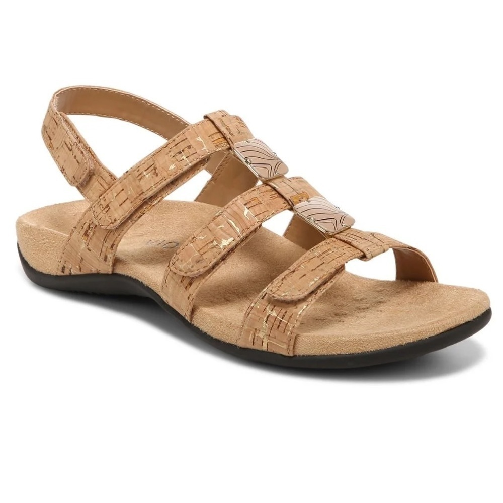 Vionic Amber Slingback Adjustable Straps Sandals In Gold Cork